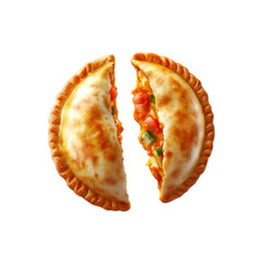 Delicious Savory Empanada Split Open, Revealing its Flavorful Filling