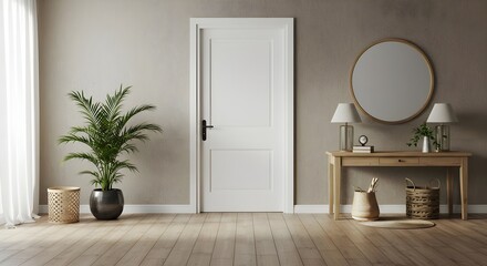 Natural Light Entrance Room with Modern Decor and Plant Accents