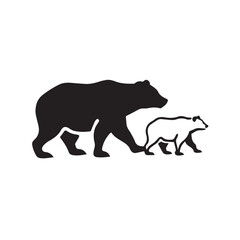 Fototapeta premium Bear and Rhinoceros Silhouette Vector Illustration of Wild Animals