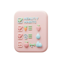  pastel-colored health and wellness icons depicting habits and habits management in a minimalistic style
