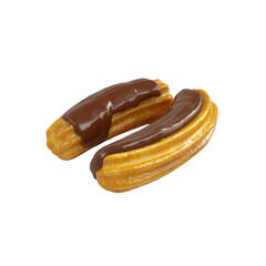 Two Delicious Churros Covered in Melted Chocolate