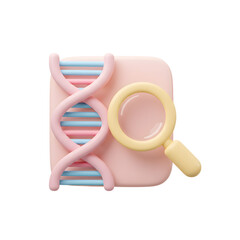 Futuristic Deoxyribonucleic Acid (DNA) Concept with Magnifying Glass and Tech Elements