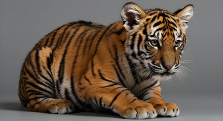Adorable Tiger Cub on a Transparent Background with High Quality