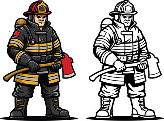 Firefighter Mascot Cartoon