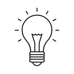 Bright electric light bulb icon is a vector symbol of idea, innovation, and power