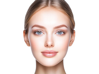 Fototapeta premium Captivating portrait, woman with piercing blue eyes and radiant blonde hair 
