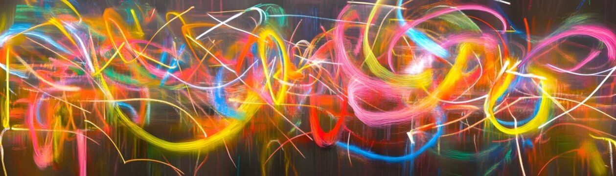 Vibrant, abstract design of interwoven light trails.