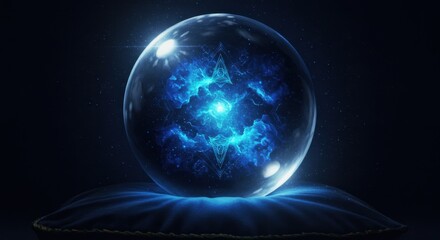 Obraz premium Glowing blue sphere with light patterns