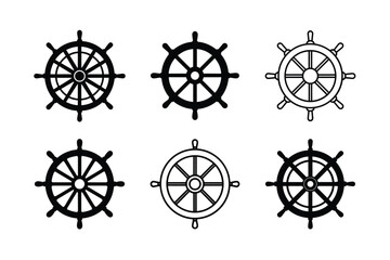 Fototapeta premium Hand Drawn Ship Helm Line Style