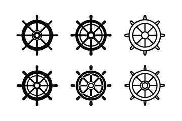 Clean Line Ship Wheel Illustration