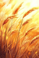 Golden Grass Sunset Meadow.