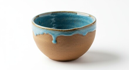 Handmade terracotta bowl with teal glaze