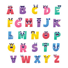 Fototapeta premium Cute Colorful Monster Alphabet Cartoon Illustration Collection