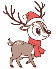 Little Cute Christmas Deer Vector