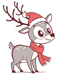 Little Cute Christmas Deer Vector