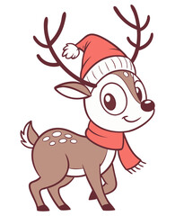 Little Cute Christmas Deer Vector