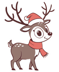 Fototapeta premium Little Cute Christmas Deer Vector
