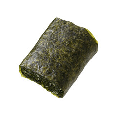 Close-up of a Single Piece of Rolled Nori Seaweed Sheet with Sesame Seeds
