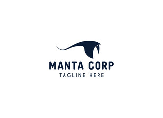 Simple and minimalist stingray fish logo design. Manta logo design vector illustration. 