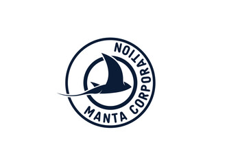 Simple and minimalist stingray fish logo design. Manta logo design vector illustration. 