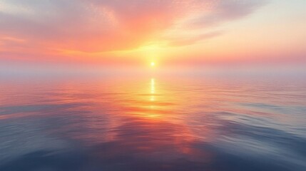 Fototapeta premium Scenic Ocean at Sunset with Dramatic Sky in Golden and Orange Hues