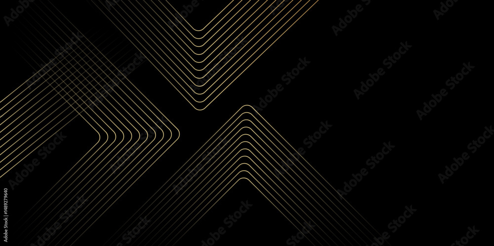 Poster abstract bluck background golden neon geometric light technology digital hi tech concept background.