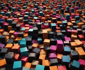 Obraz premium Exploding color blocks; thick black lines define shapes, bright, block