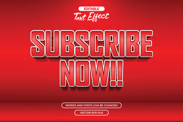 Subscribe now editable text effect with 3d red text effect