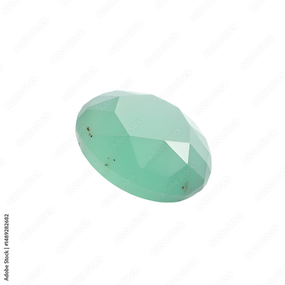 Poster exquisite light green gemstone with pristine facet edges and a captivating play of light in a minima