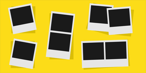 Empty white photo frame, set polaroid realistic mockup, vector EPS file