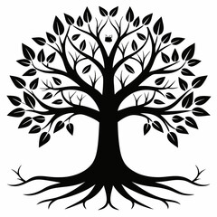 Obraz premium Black tree of life spreading roots and branches 