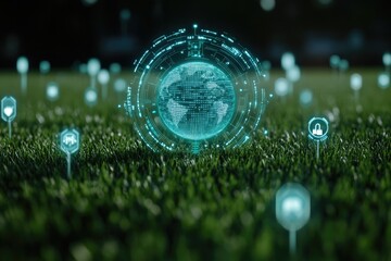 Global connectivity visualized on a grassy field