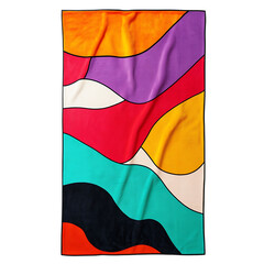 Bold Beach Towel with Oversized Abstract Line Art Isolated on Transparent Background