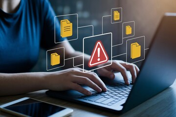 Urgent File Access Warning: Cybersecurity Alert on Laptop Screen