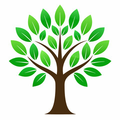 Obraz premium Tree with green leaves, tree of life, isolated on white background, vector illustration.