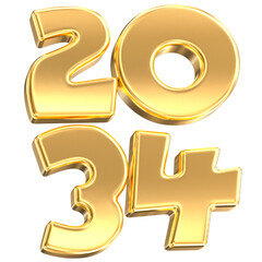 Happy New Year Number 2034 3D Render