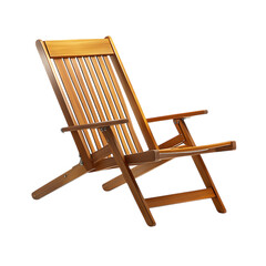 Classic Foldable Wooden Beach Chair with a Sleek Re Isolated on Transparent Background