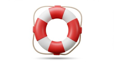 Realistic red and white life preserver illustration