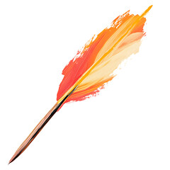 Artistic Arrow with Vivid Brush Strokes in Apricot Isolated on Transparent Background