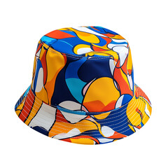 Playful Bucket Hat with a Vibrant Off-Beat Print Isolated on Transparent Background