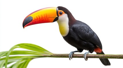 Fototapeta premium Vibrant Toucan with Colorful Beak Sitting on a Branch in Nature