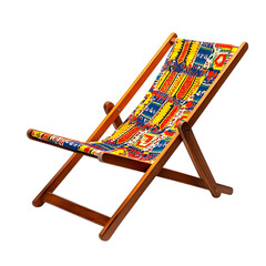 Contemporary Reclining Wooden Beach Chair with a Bo Isolated on Transparent Background