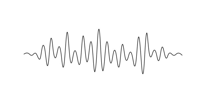 Sound line wave music audio icon one art voice continuous hand. Wave podcast line sound soundwave noise sketch drawn drawing doodle outline recording frequency vocal waveform microphone background