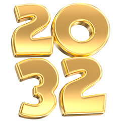 Happy New Year Number 2032 3D Render