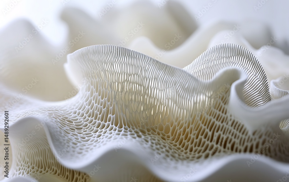 Poster abstract wavy white textured surface with an organic structure and smooth edges