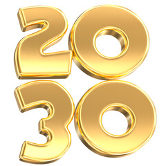 Happy New Year Number 2030 3D Render