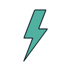 Electric power symbol in turquoise with bold stroke and flat design