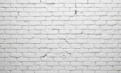 Textured white brick wall with cracks and imperfections creates a rustic atmosphere.