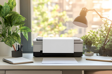 Fototapeta premium EVIO print ink printer on desk in home office interi 1725357827 1