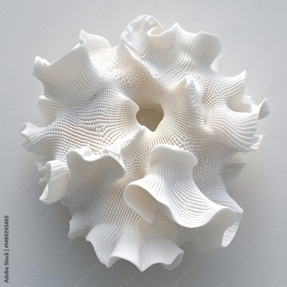 Aufkleber abstract white textured circular shape with hole and wavy layered design element